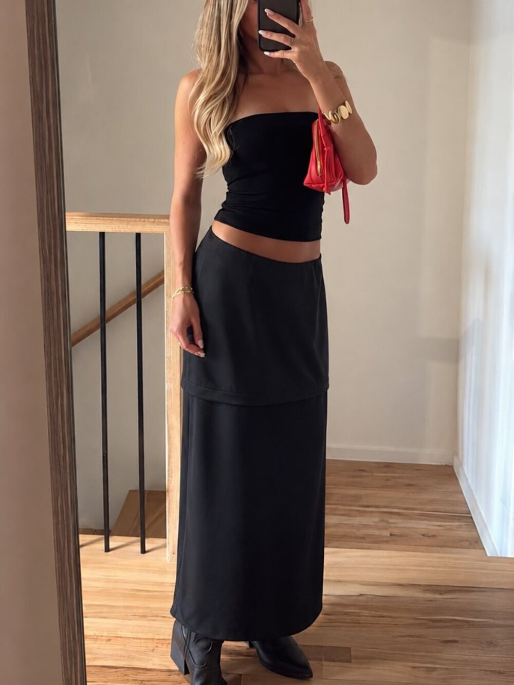 Y2K Black Convertible Maxi Mini Skirt Size 4
